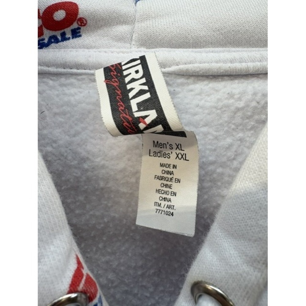 Kirkland Signature Costco Wholesale All Over Logo Hoodie White Mens XL - Picture 3 of 3